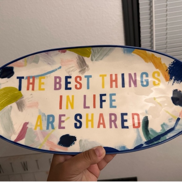 **SOLD**NEW Anthropologie ceramic platter THE BEST THINGS IN LIFE ARE SHARED - Picture 2 of 2